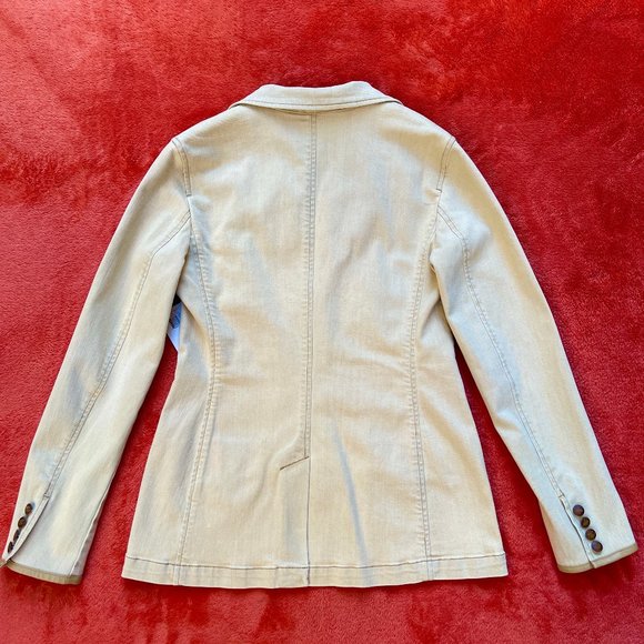 NWT Lauren Ralph Equestrian Leather Trim Stretchy Cotton blend Blazer Jacket - Picture 9 of 13